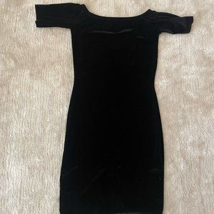 Black Veltvet Off the Shoulder Mini Dress